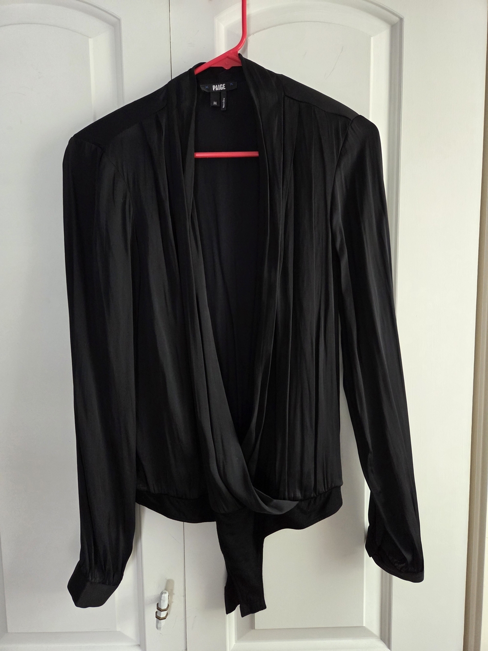 PAIGE Black Draped Bodysuit